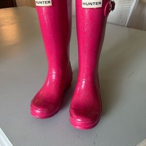 Hunter red glitter rain boots tall